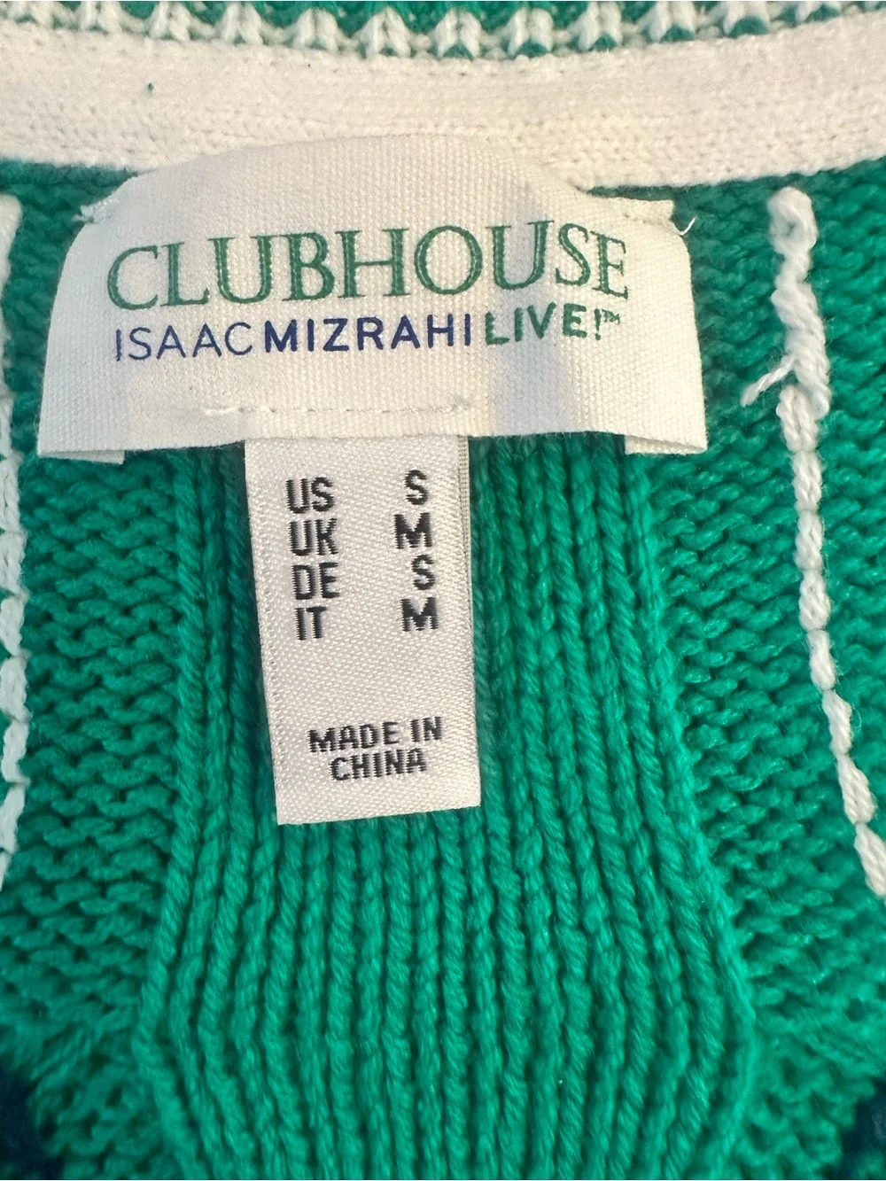 Isaac Mizrahi Live! Clubhouse Cable Knit Short Sleeve Sweater Womens Small Green